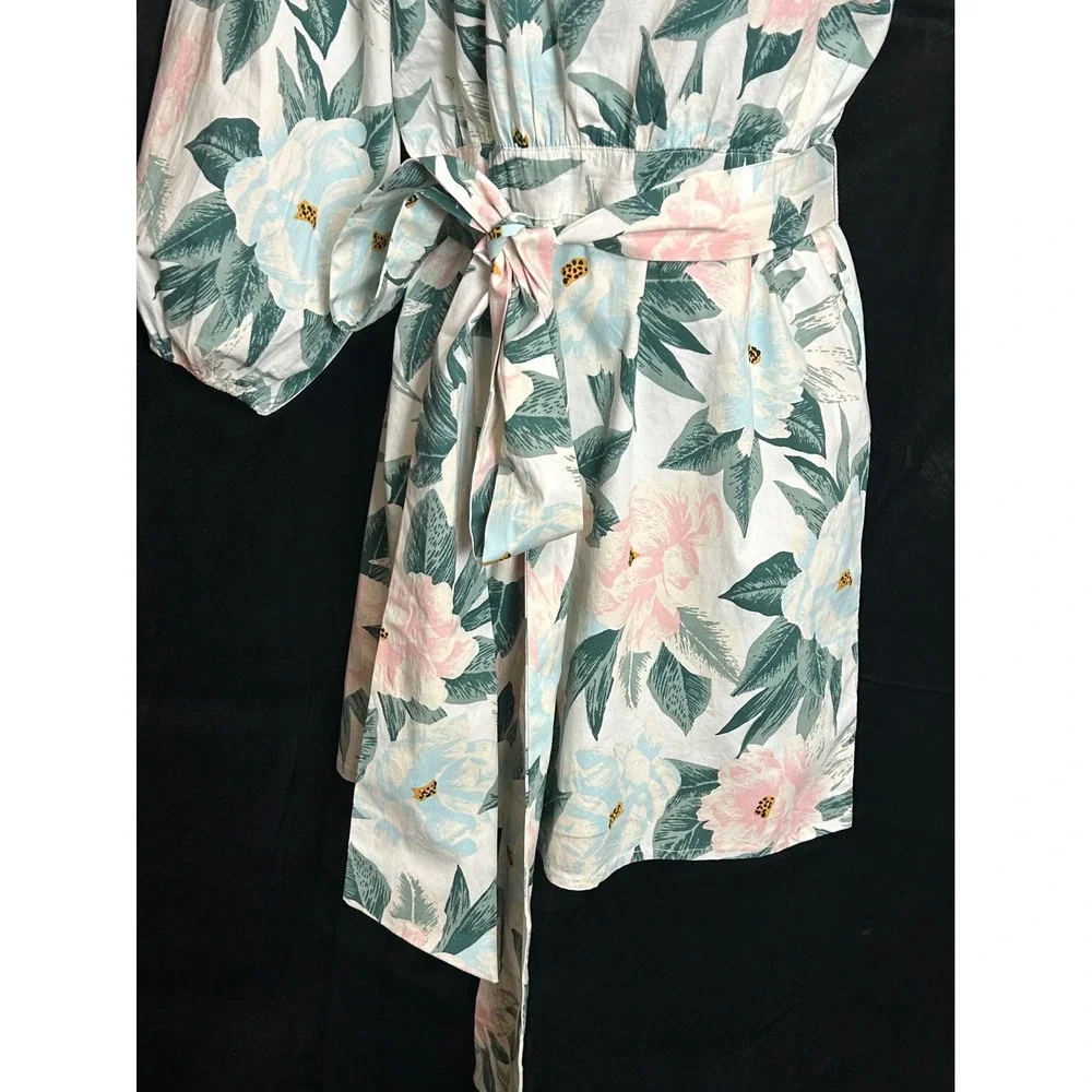 Billabong x The Salty Blonde One Shoulder Floral Mini Dress Pink Blue Medium